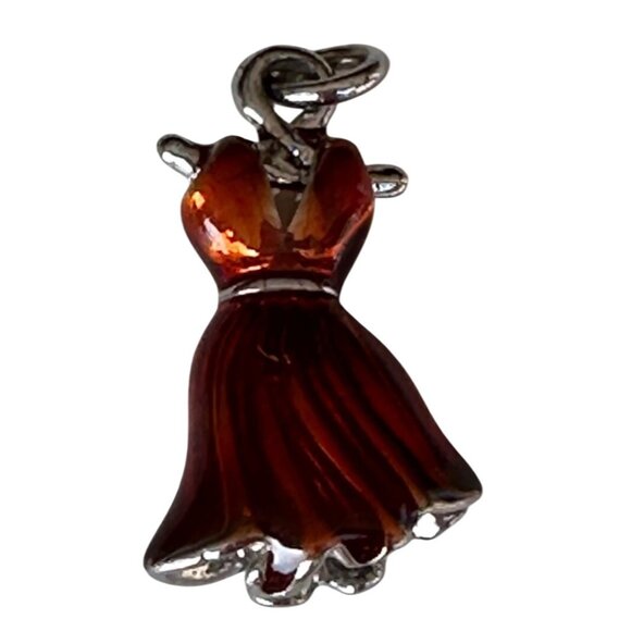 Red Necklace Charm Women's Sundress w/Silver Stone Size Small - Picture 2 of 5